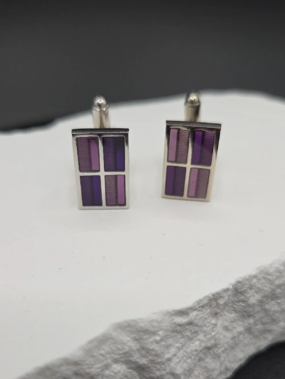Stainless Steel Amethyst Cufflinks